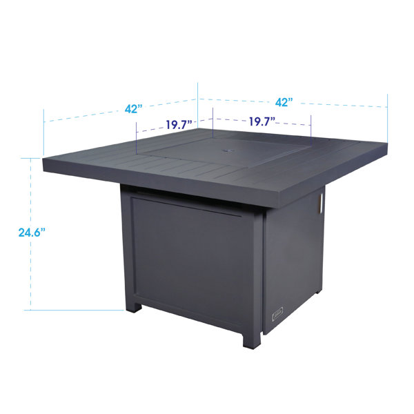 Sunbeam Square Aluminum Propane/Natural Gas Outdoor Fire Pit Table Wayfair